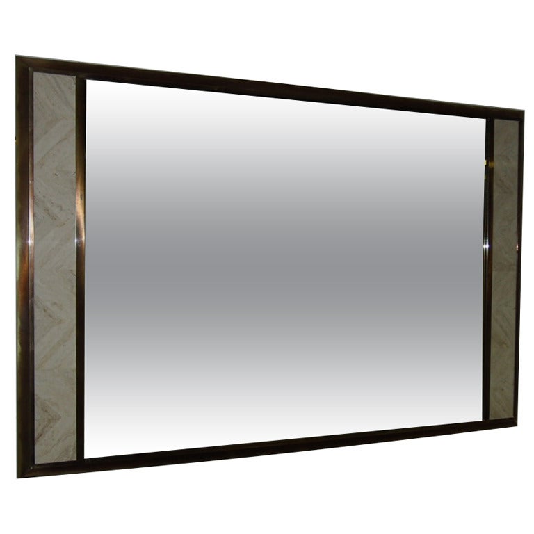 Mirror with Travertine Detail circa 1960 Made in Italy