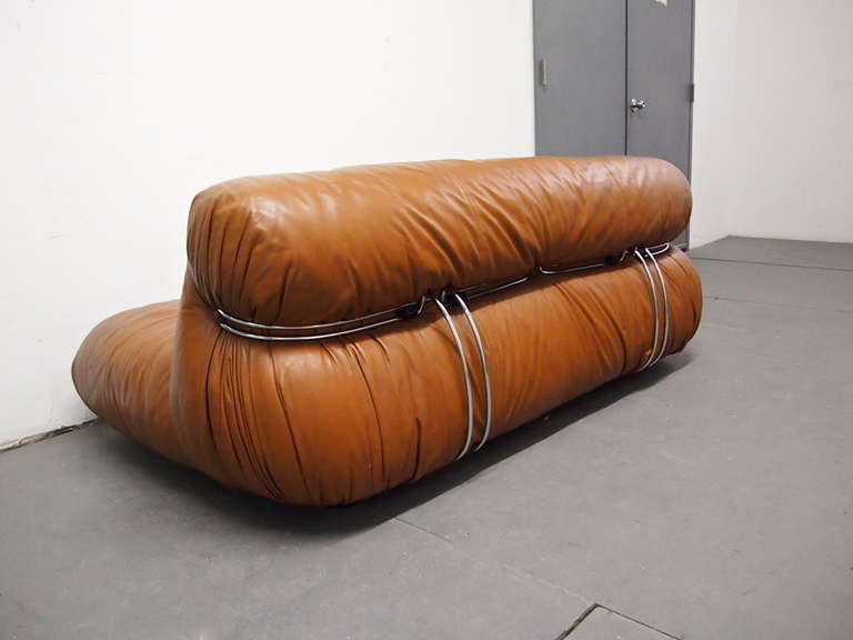 Metal Pair of Settees by Tobia Scarpa for Cassina Soriana 1976 Original Leather Italy