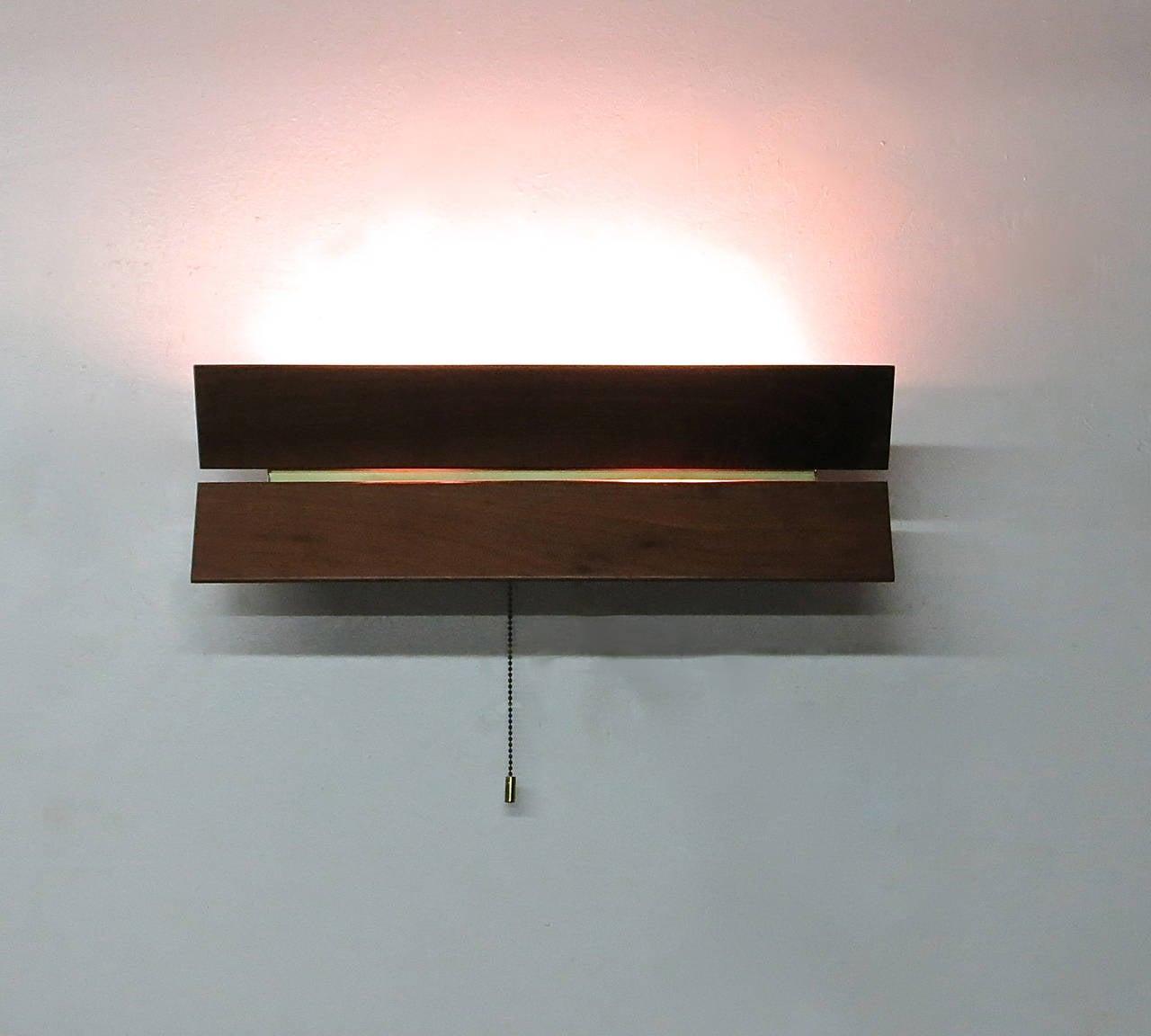 Mid-20th Century Single Flush Mount Sconce in Walnut Signed, circa 1950 