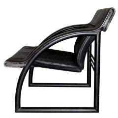 Chair in black leather and steel Signed De Sede Circa 1965 Switzerland