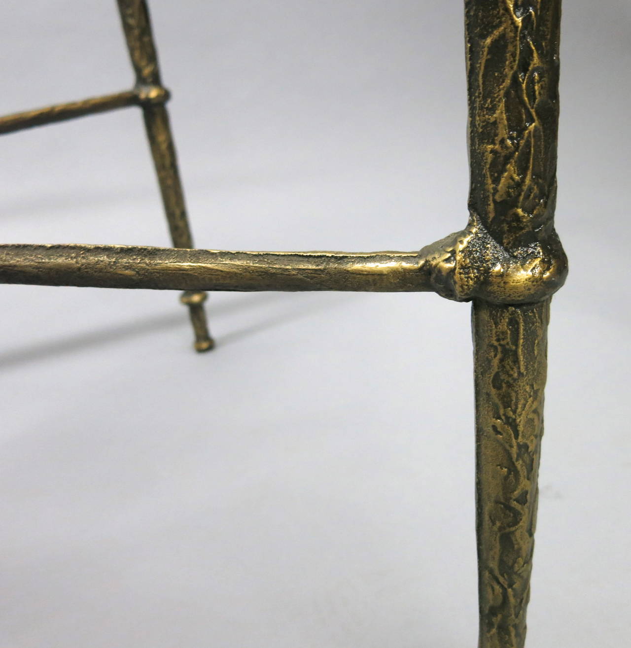 Patinated Texturized Solid Bronze Table with Detail of Birds, USA, circa 1980