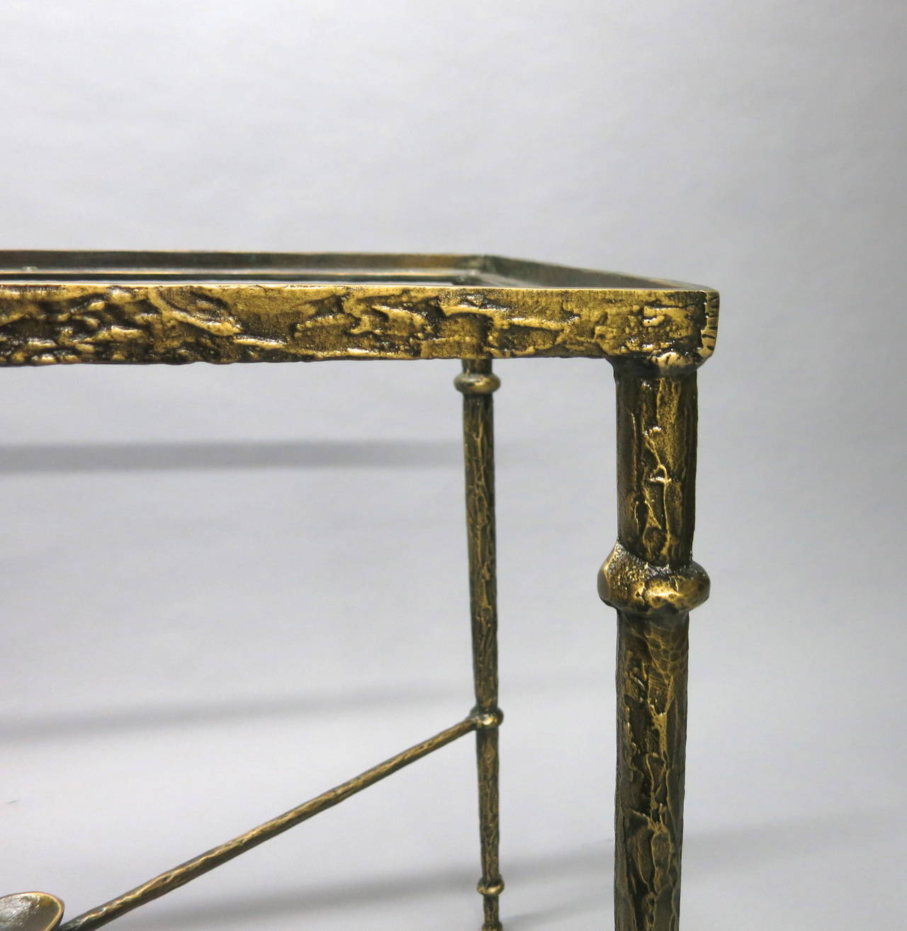 Texturized Solid Bronze Table with Detail of Birds, USA, circa 1980 2