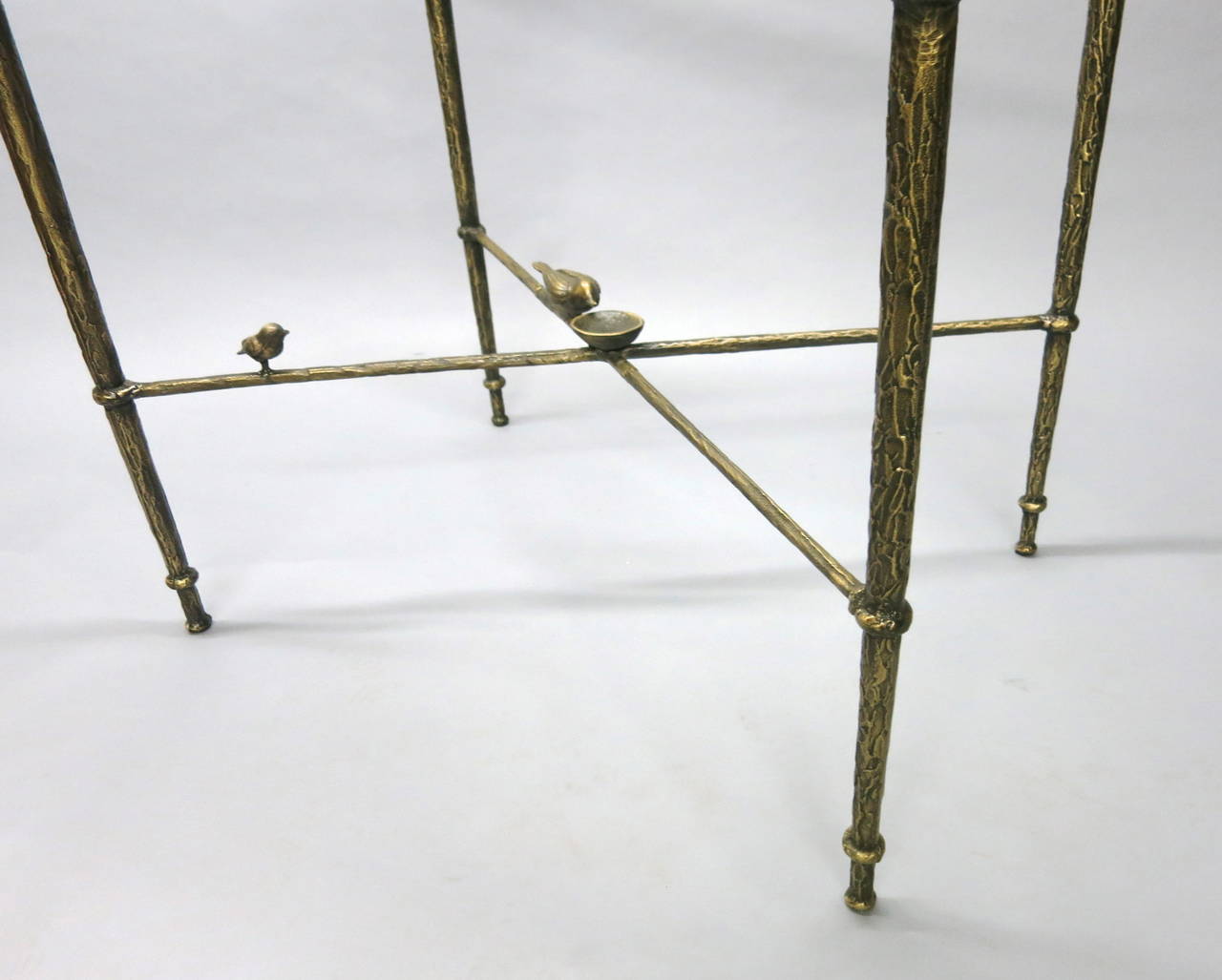 20th Century Texturized Solid Bronze Table with Detail of Birds, USA, circa 1980