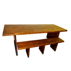 Dining Table with Two Benches Indonesian Circa 1980