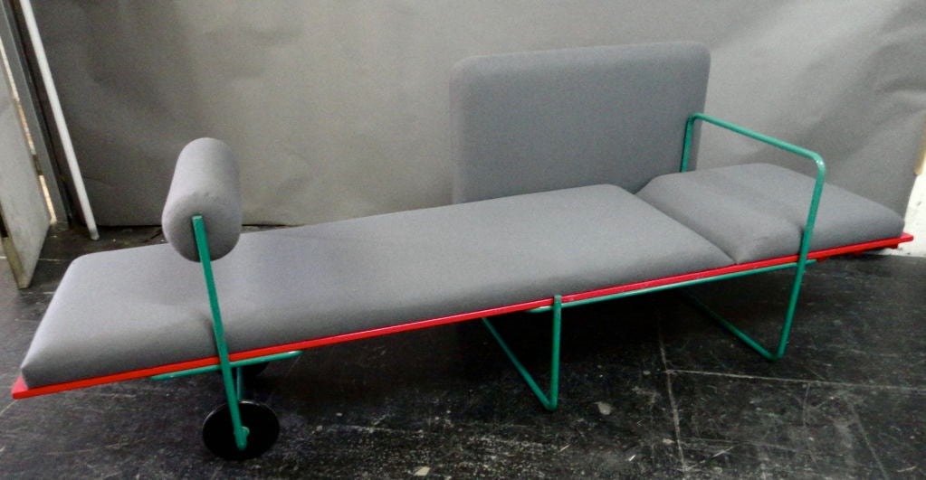 Daybed by Andrea Branzi done for Memphis. Newly upholstered to match original fabric