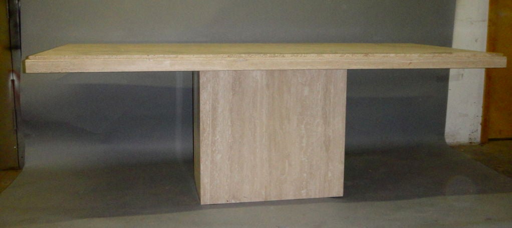 Rectangular dining table in travertine by Maurice Villency.