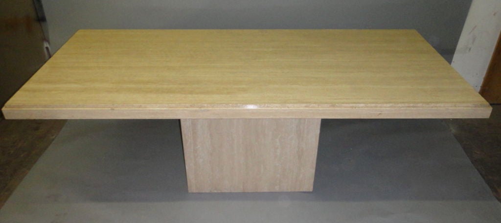 Travertine Dining Table signed Maurice Villency American 1970's