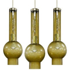 Set of Three Amber Glass Ceiling Fixtures American C. 1940