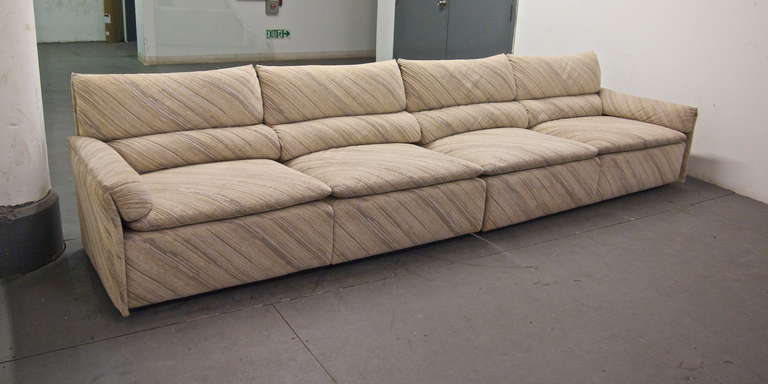 Sectional Four-Piece Sofa, Signed Saporiti, Italy, Circa 1970, Original Fabric 2