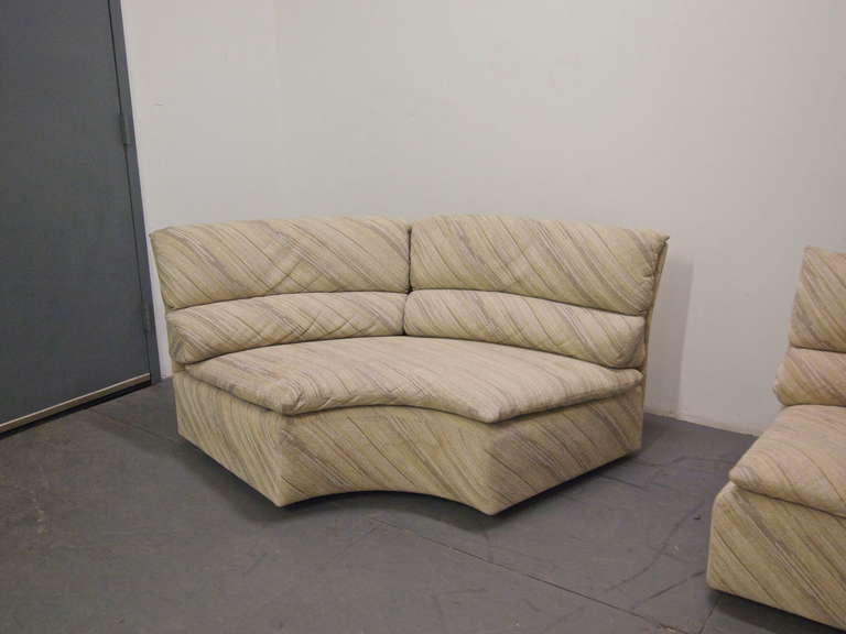 Sectional Four-Piece Sofa, Signed Saporiti, Italy, Circa 1970, Original Fabric 1