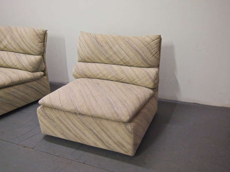Late 20th Century Sectional Four-Piece Sofa, Signed Saporiti, Italy, Circa 1970, Original Fabric