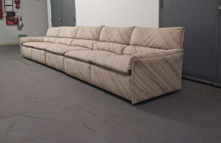 Sectional Four-Piece Sofa, Signed Saporiti, Italy, Circa 1970, Original Fabric 3
