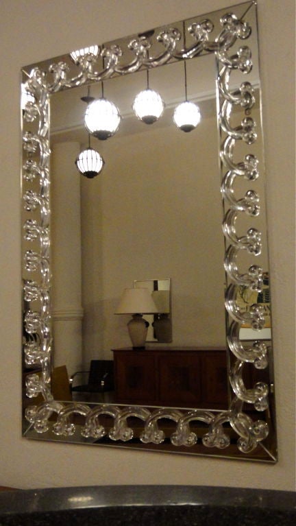 Late 20th Century Art Deco Mirror designed in 1936 by Rene Lalique for Lalique Made in France 1977