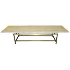 Coffee Table with Six Foot Travertine Top after Paul McCobb circa 1960 American