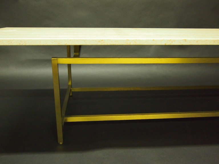 Mid-Century Modern Coffee Table with Six Foot Travertine Top after Paul McCobb circa 1960 American
