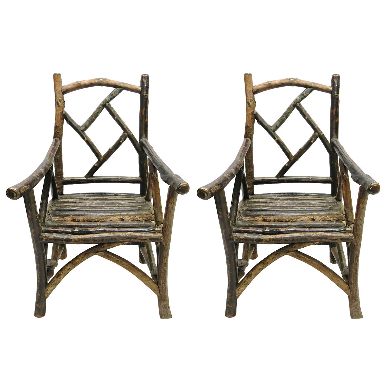 Pair of Solid Bark Chairs, USA Purchased in the 1990's