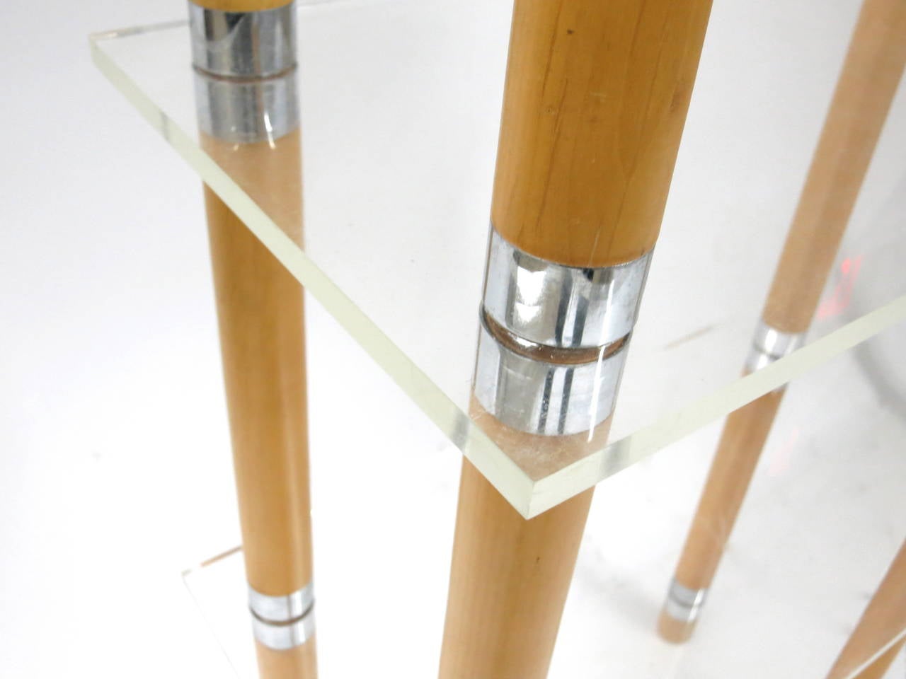 Shelving Unit in Lucite, Wood and Chrome, American, circa 1970 In Good Condition In Jersey City, NJ