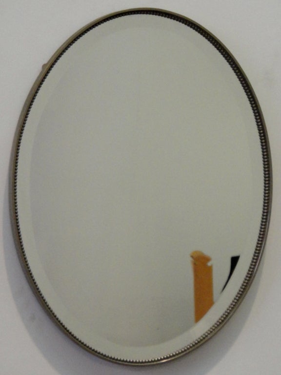 Oval Mirror in Nickel Circa 1940 American 2