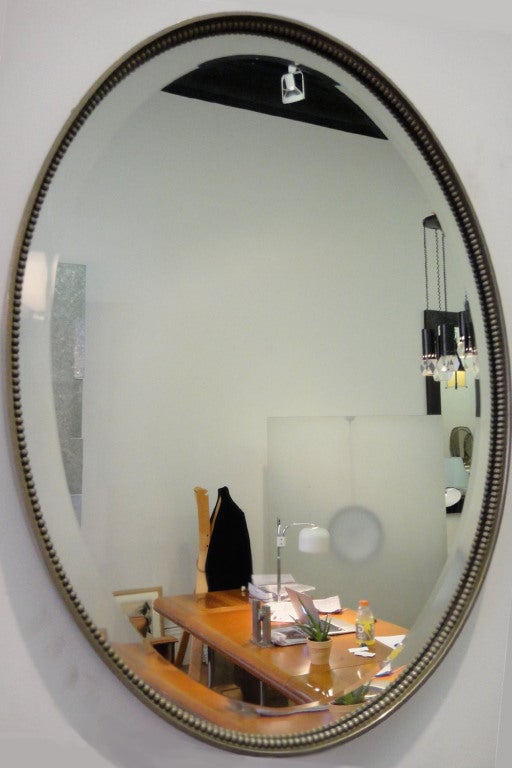 Oval Mirror in Nickel Circa 1940 American 3