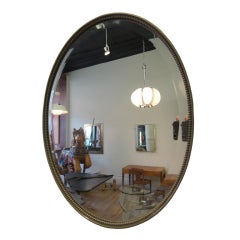 Vintage Oval Mirror in Nickel Circa 1940 American