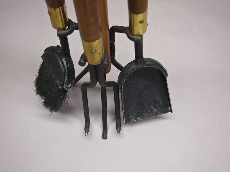 Set of Fireplace Tools with Log Holder Signed Seymour, circa 1940, American 1