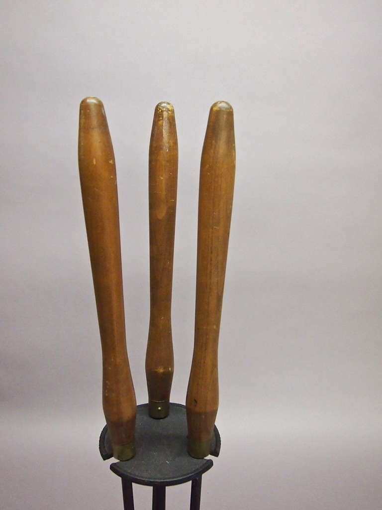 Mid-Century Modern Pair of Rustic Fireplace Tools by Seymour circa 1940 American