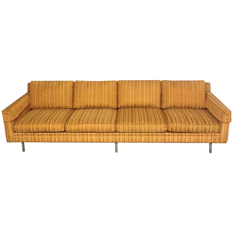 Four-Seater Sofa after Milo Baughman, Original Fabric, circa 1970, Made in USA