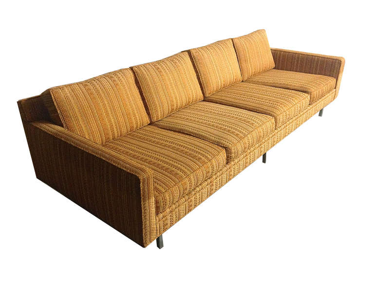 Mid-Century Modern Four-Seater Sofa after Milo Baughman, Original Fabric, circa 1970, Made in USA