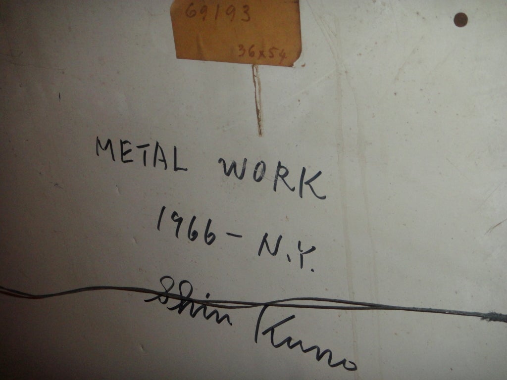 Sculpted Metal Wall Art Signed Shin Kuno 1966. 4