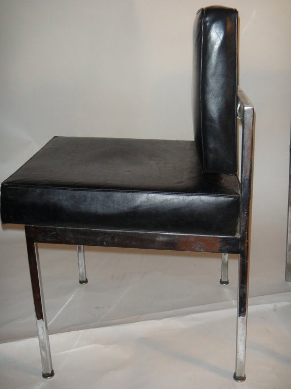 Metal Pair of Chairs Signed 