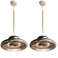Pair of Chrome Ceiling Fixtures by Tobia Scarpa Italy Circa1960