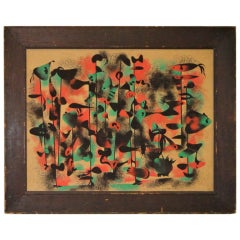Painting Abstract signed E. Fleury 1946 France