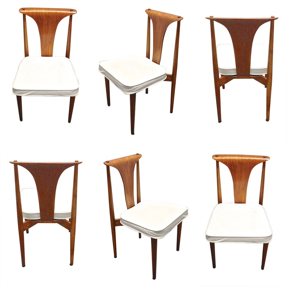 Six Dining Chairs with Original Label of John Stuart circa 1960 Made in America