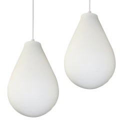 Ceiling Lights in White Cased Glass circa 1965 Sweden