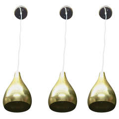 Three Brass Lights by Lightolier after design of Pavo Tynell circa1960 American