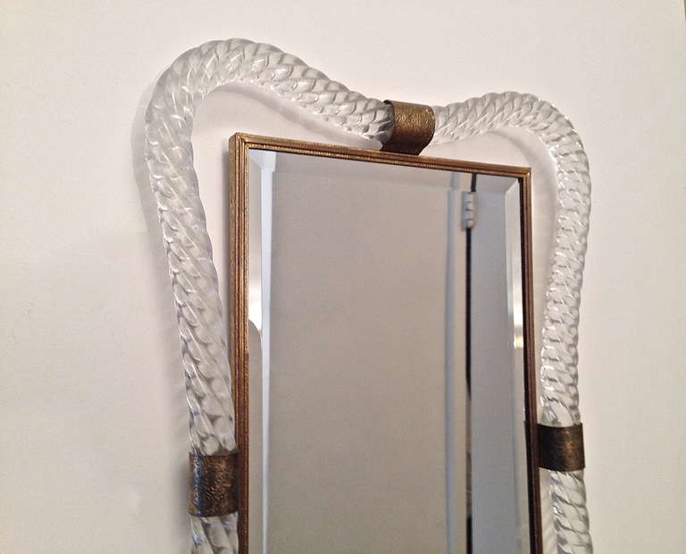 Petit Mirror in the style of Venini circa 1959 Italy In Excellent Condition In Jersey City, NJ