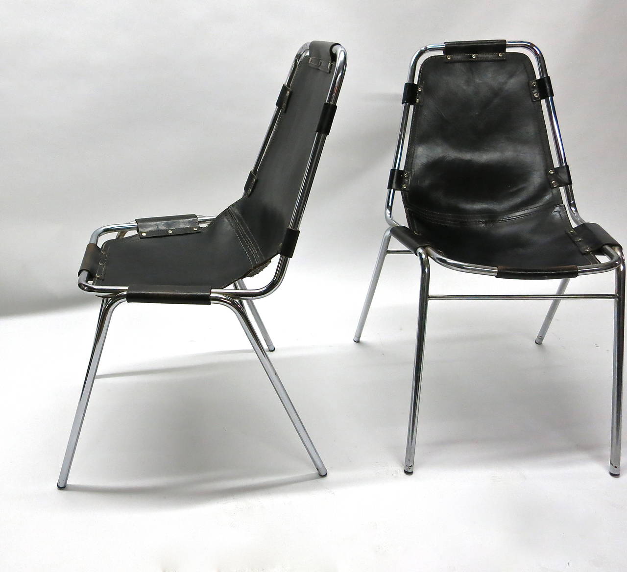 French Pair of Original Chairs by Charlotte Perriand, circa 1950 Made in France