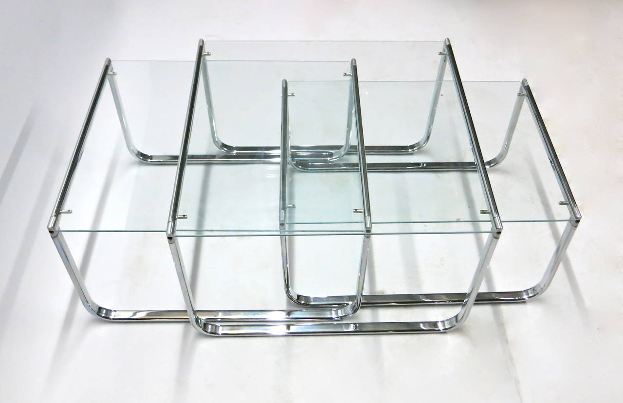 20th Century Set of Three Nesting Tables, All Labeled, Made in Italy, circa 1970