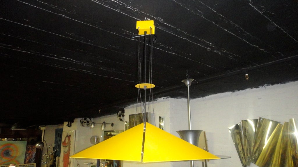 Late 20th Century Pair of Ceiling Fixtures Adjustable Height by Bieffeplast 1975 Italy For Sale