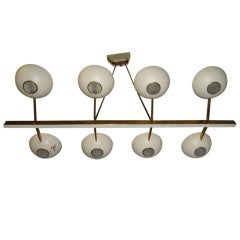 Ceiling Fixture Has 8 Glass Diffused Lights Circa 1950 Italy