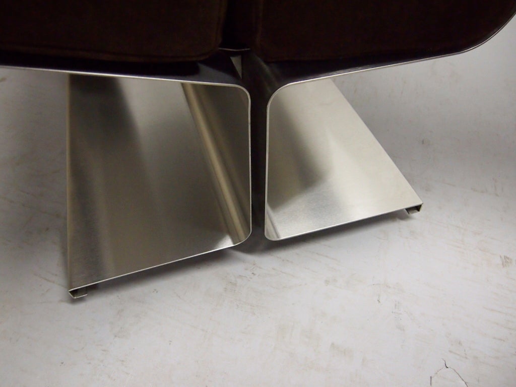 Stainless Steel Pair of Chairs by Francois Monnet Circa 1970 France