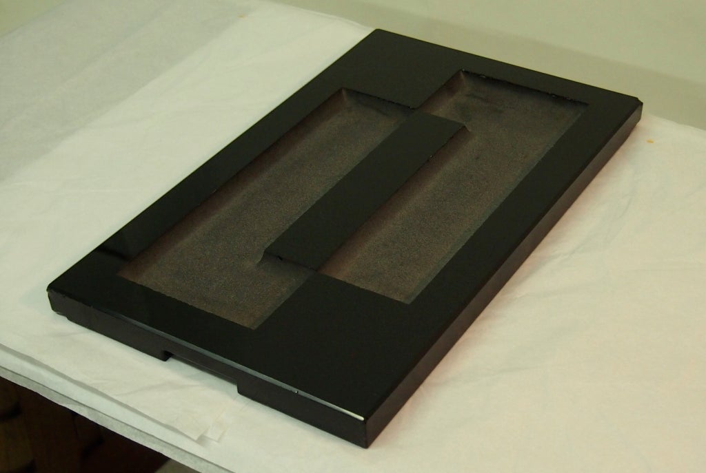 French Rare Black Glass Tray by Jean Luce circa 1940 France