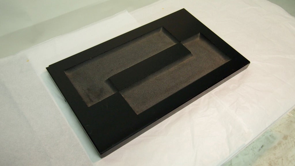 Rare Black Glass Tray by Jean Luce circa 1940 France In Good Condition In Jersey City, NJ