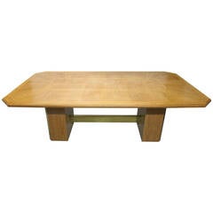 Oak Dining Table Signed Jean Claude Mahey, Made in France, circa 1970 