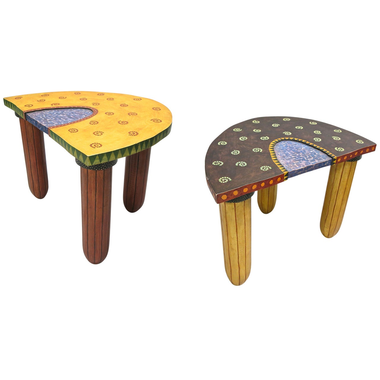 Pair of Tables Both Signed by Fabiane Garcia, 1992 For Sale