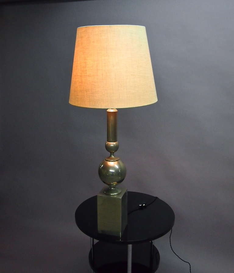 Tall Table Lamp in Nickel Circa 1960 France In Good Condition In Jersey City, NJ