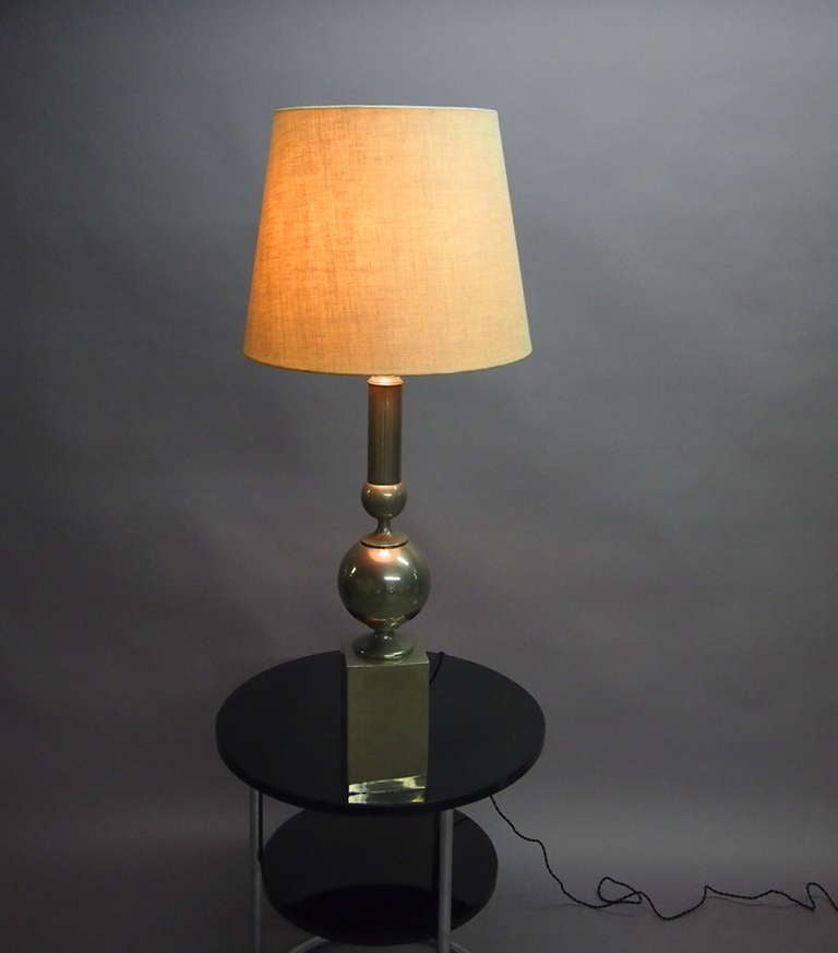 Mid-20th Century Tall Table Lamp in Nickel Circa 1960 France