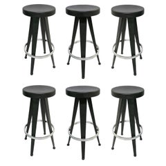 Set of Six Stools Original Design by Jean Prouve in 1952, France