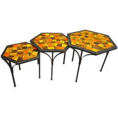 Retro Set Of Stacking Tables All Signed Jon Matin Circa 1950 France