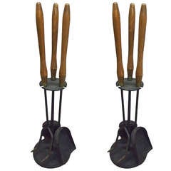 Pair of Rustic Fireplace Tools by Seymour circa 1940 American